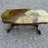 Marble and brass coffee table