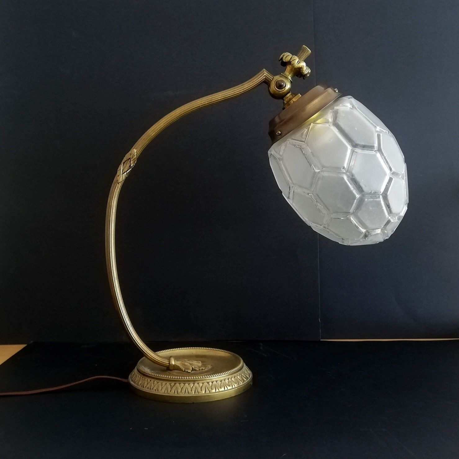 Vintage Art Nouveau French 1930s brass table lamp