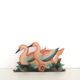 Vintage wall coat rack - Carved wood duck patterns - 1900