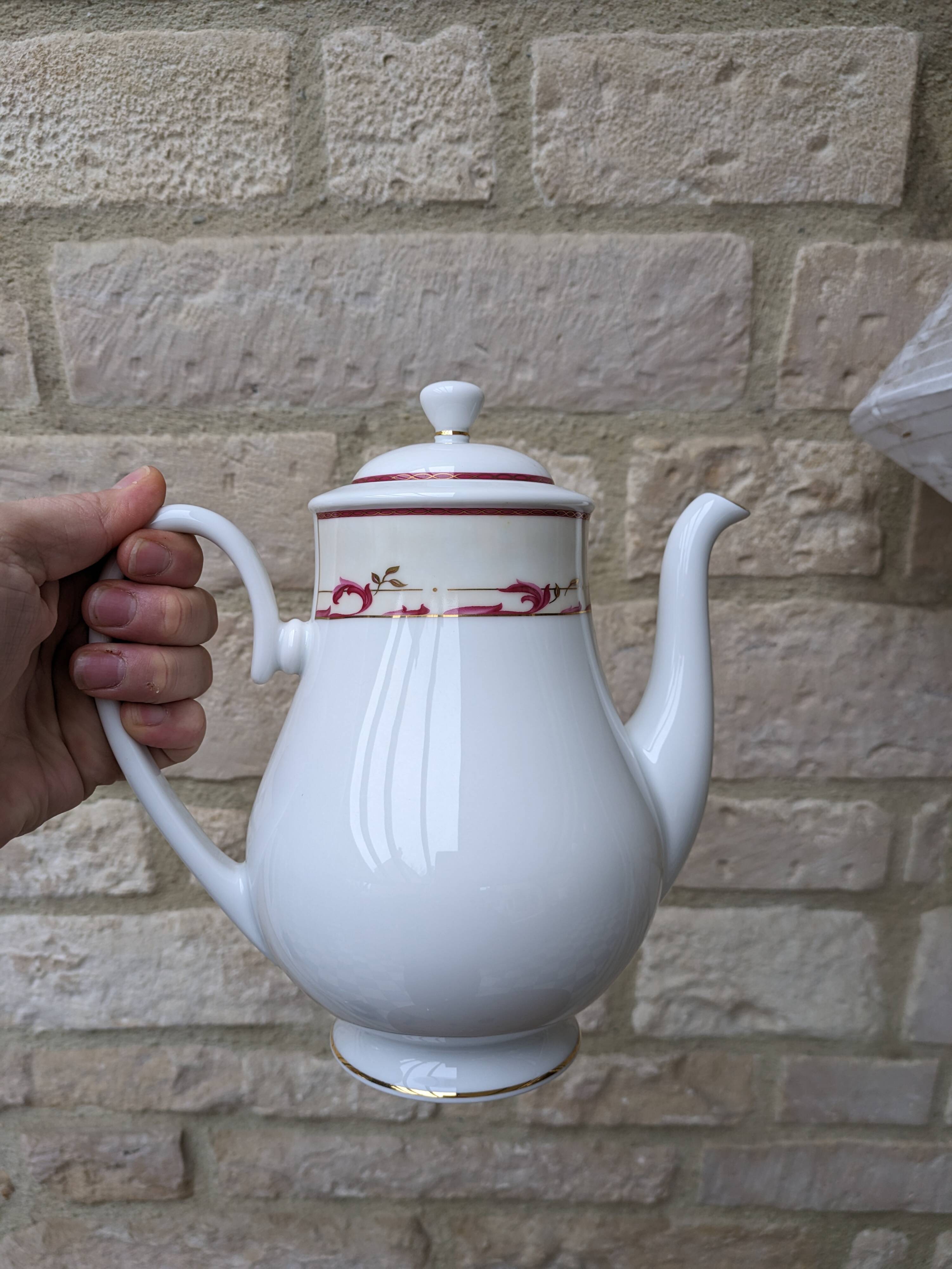 Guy Degrenne Limoges porcelain coffee pot sample with gilding