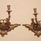 Paire de appliques murales antiques en bois doré du 19ème siècle.