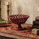 Small vintage 1970s-90s openwork braided red ceramic bowl by Pichon Uzès