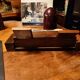 Wood inkwell and zinc complete with porcelain inkwells