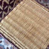 Set of two pouf seat cube rattan wicker graphic ikat red burgundy purple magenta