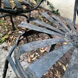 2 Francois Carre Sunburst garden chairs and 1 armchair with spring, 1930s