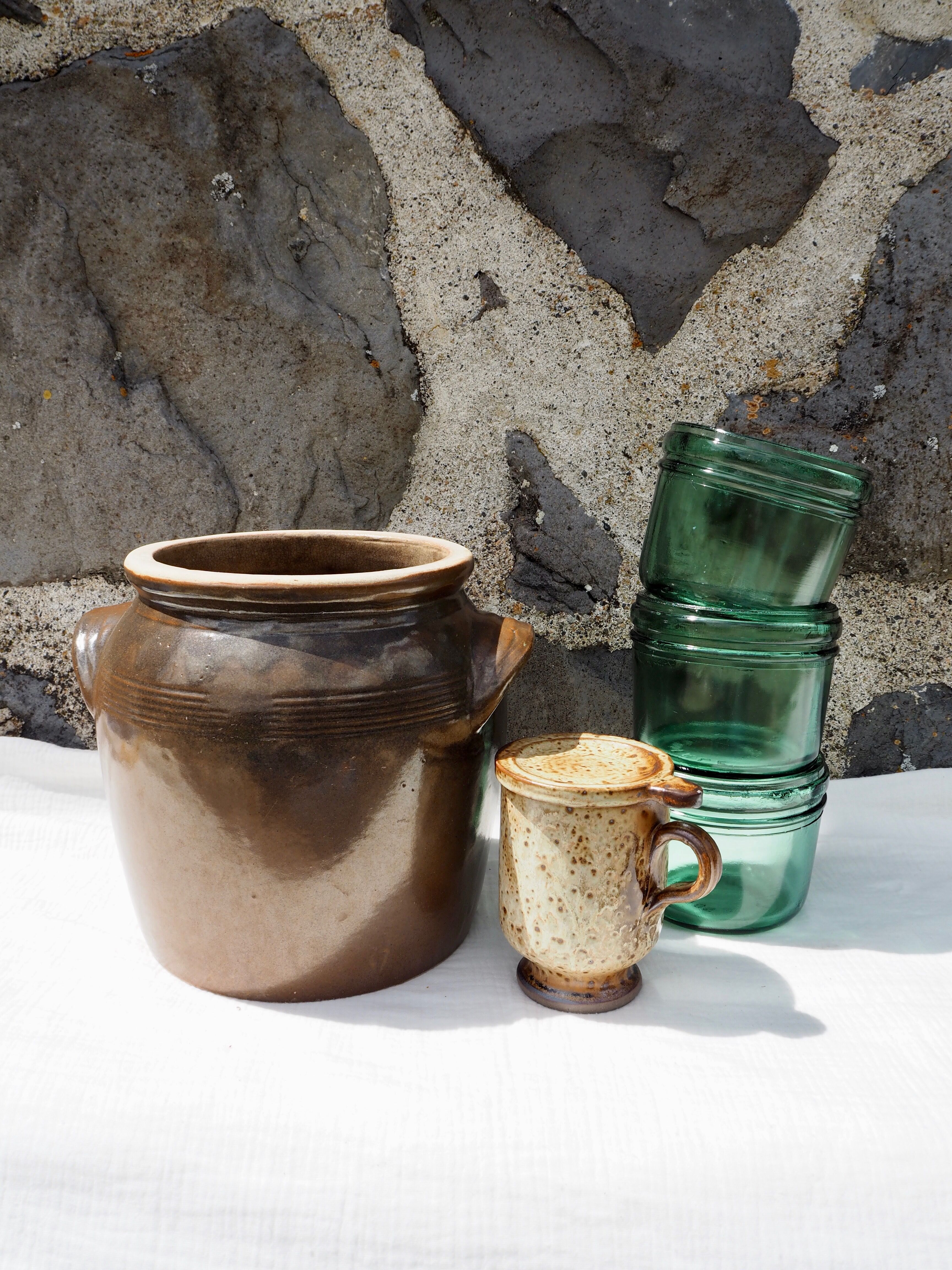 Brown glazed grease pot