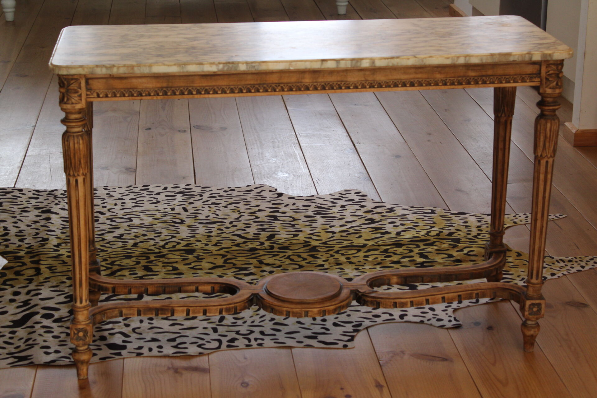 Console old feet wood and marble top