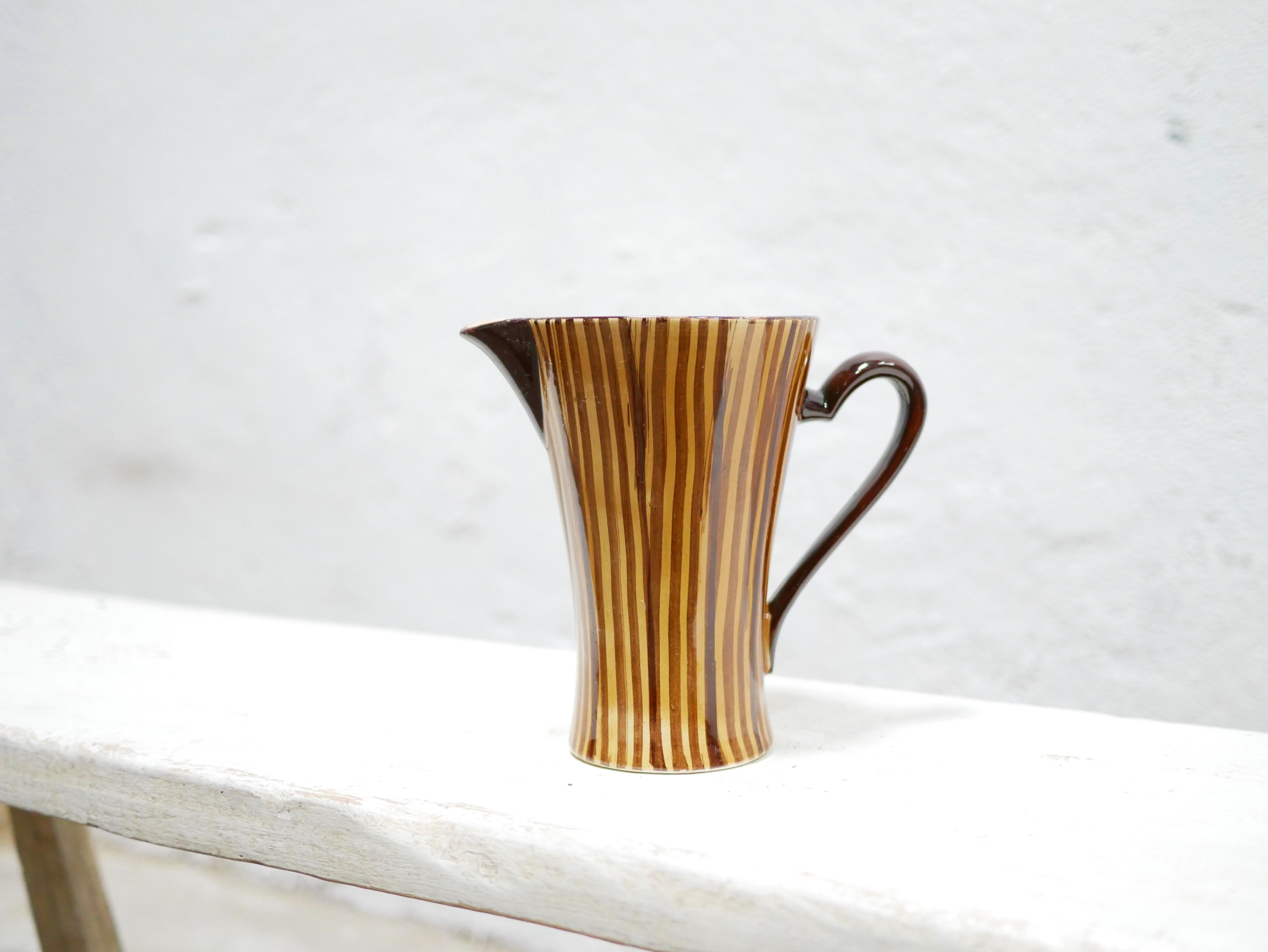 Vintage ceramic pitcher by the Sarreguemines manufacture
