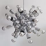 Chandelier sputnik by goffredo reggiani in chrome, made in italy 1970
