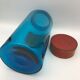 Flacon bocal de pharmacie apothicaire en verre bleu, plaque bourgeons de pin, 26,5 cm