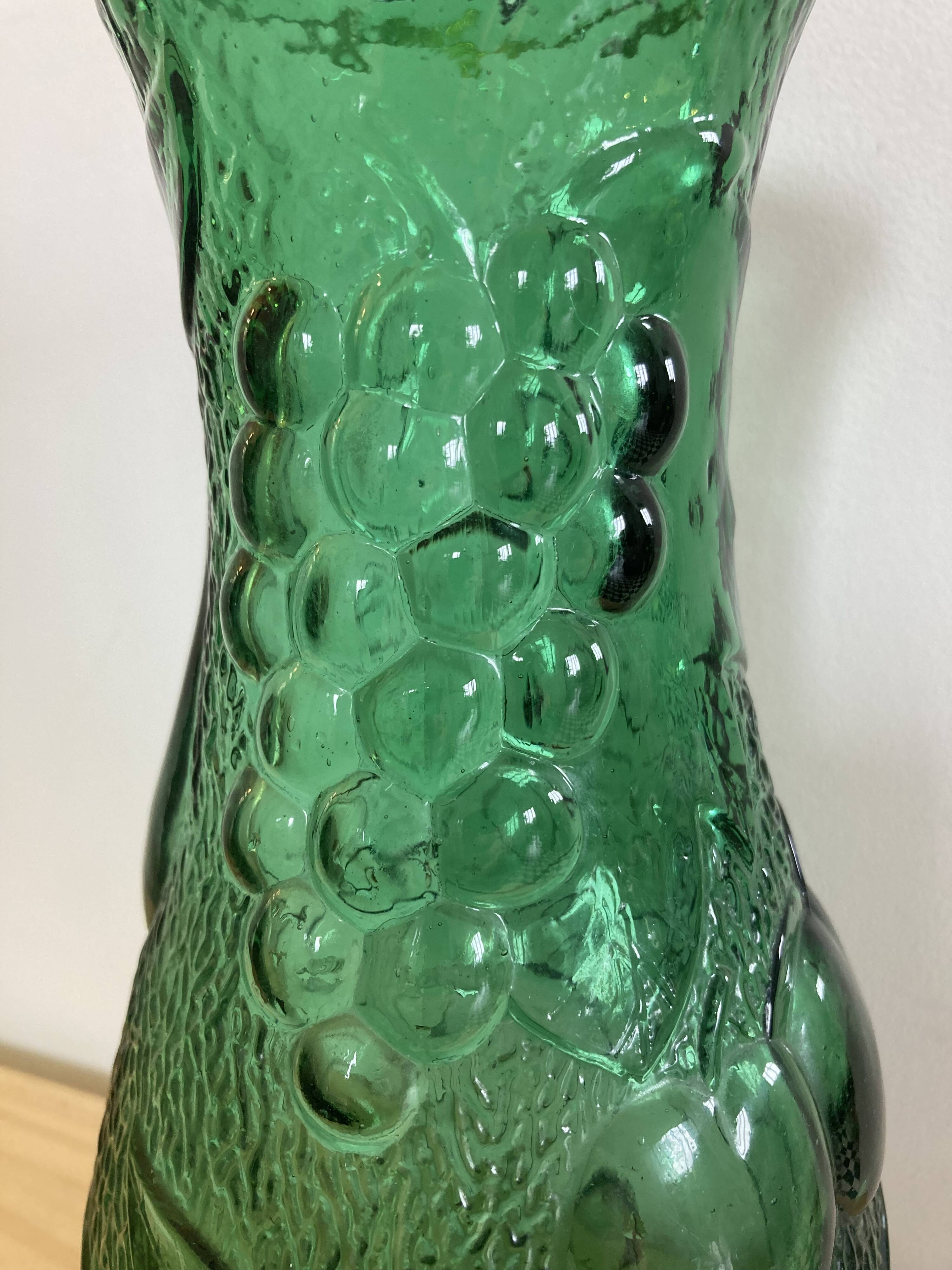 Vintage green glass vase year 1950 Bambicho Marseille fruit décor