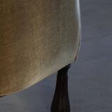 Mid-20th century, pair of Danish shell lounge chairs in green velvet, 1940s.