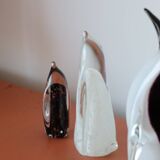 3 animal figurines of penguins in formia murano glass