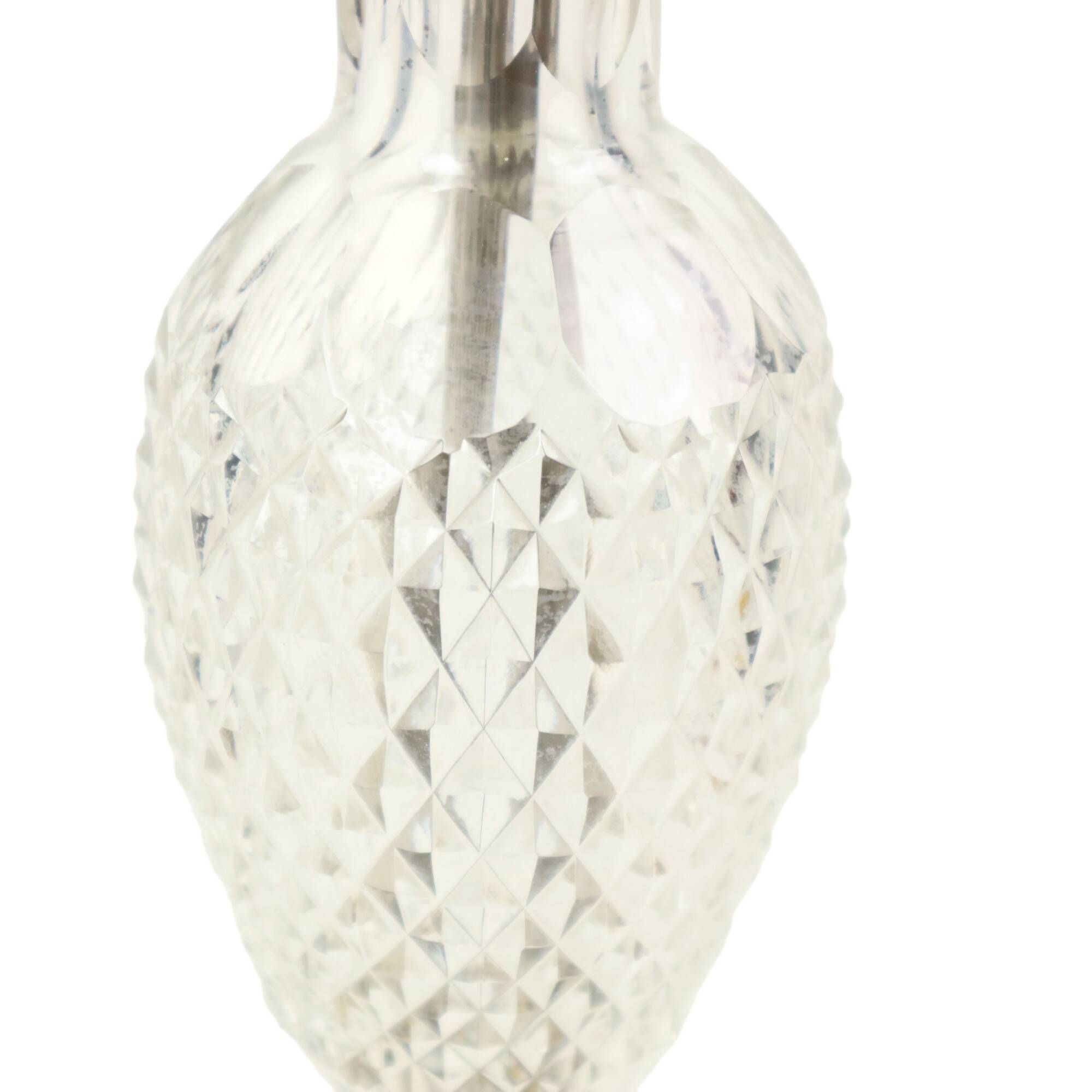 Empire Table Lamp Cut Crystal Diamond Pattern Gilded Bronze