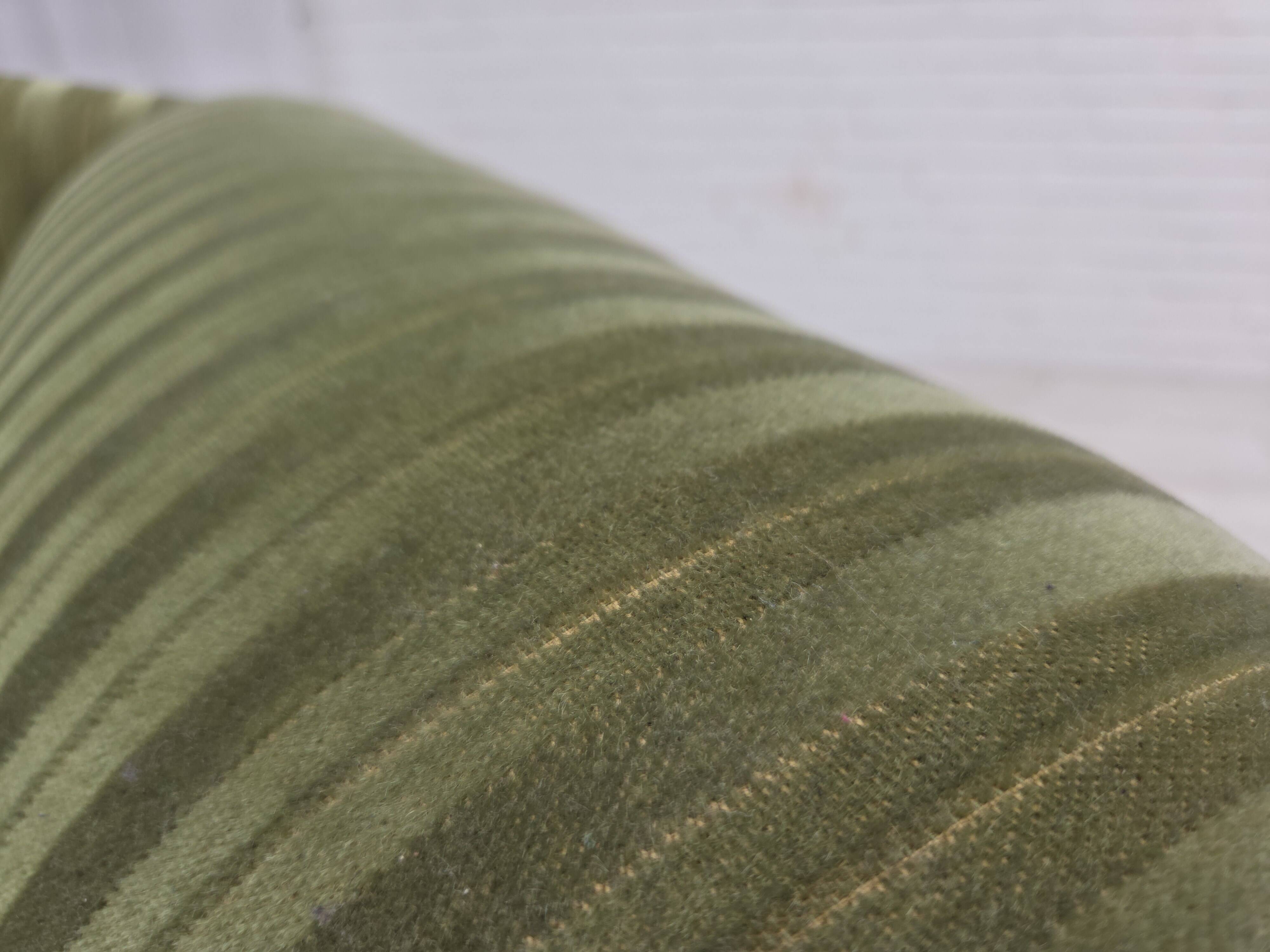 1950s, Danish relax armchair, green furniture velour fabric, ash wood legs.