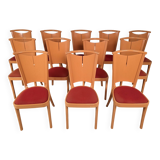 12 orange Baumann chairs 1970s