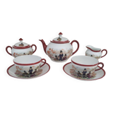 7-piece tête-à-tête tea set in Japanese porcelain, life scenes decor