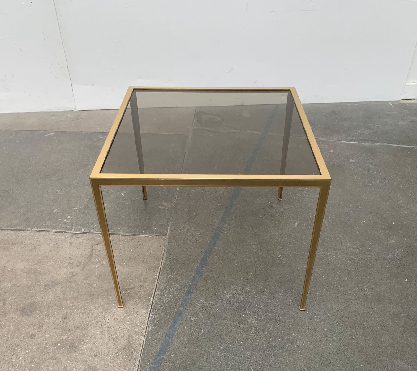 Brass and Glass Side Table in Hollywood Regency German Mid-Century Style by Vereinigte Werkstätten, 1960s