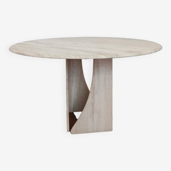 Circular travertine dining table - Claude Berraldacci