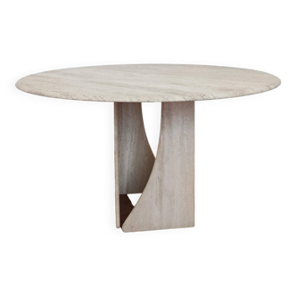 Table à manger circulaire en travertin - Claude Berraldacci