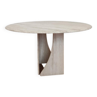 Circular travertine dining table - Claude Berraldacci