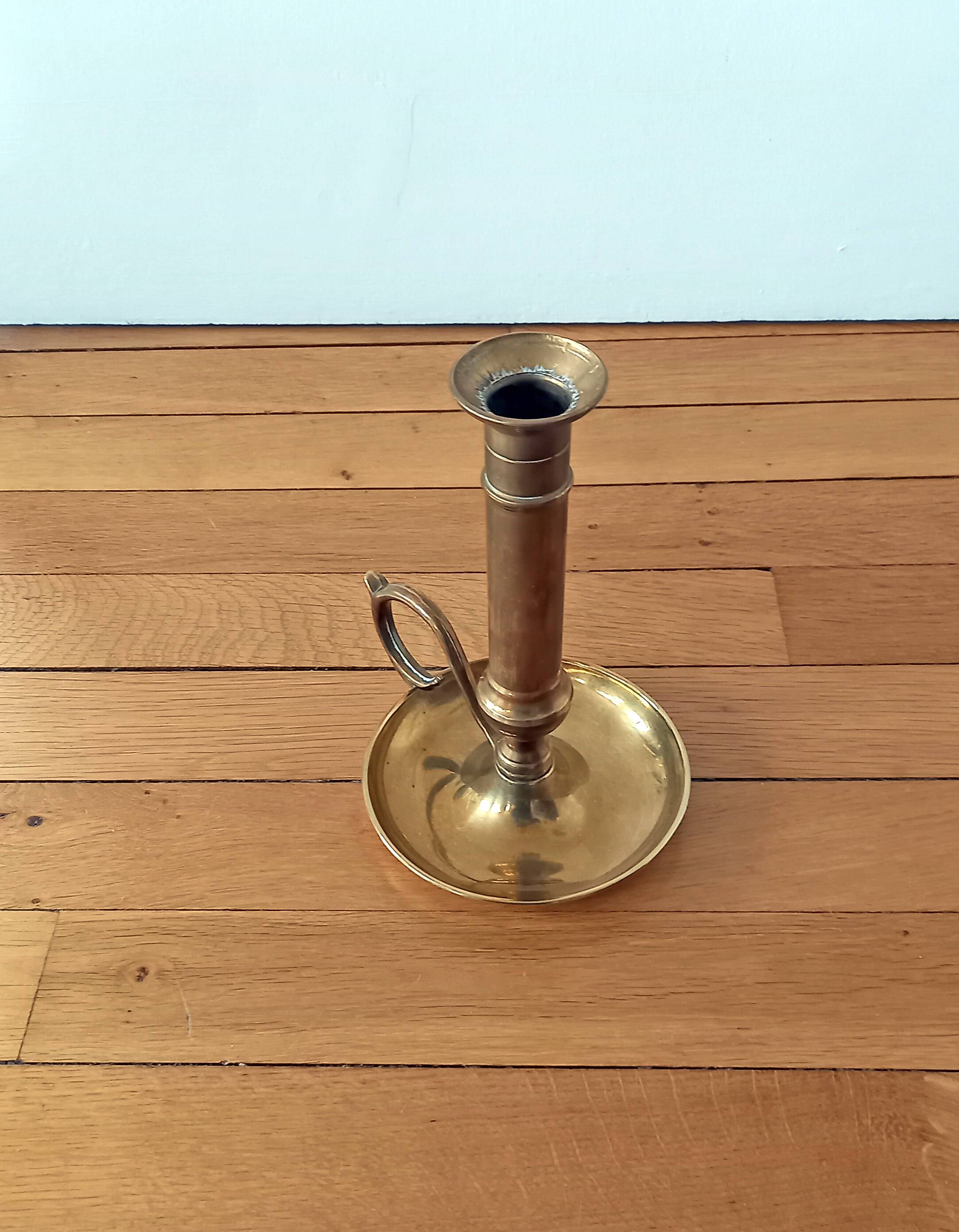 Old Candlestick Mounted Drop Candlestick in Copper or Brass