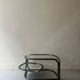 rotating coffee table drop in tubular chrome metal, glass and mirror, design 1970