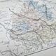 Map of Indre, printed in 1889. Authentic Vintage.