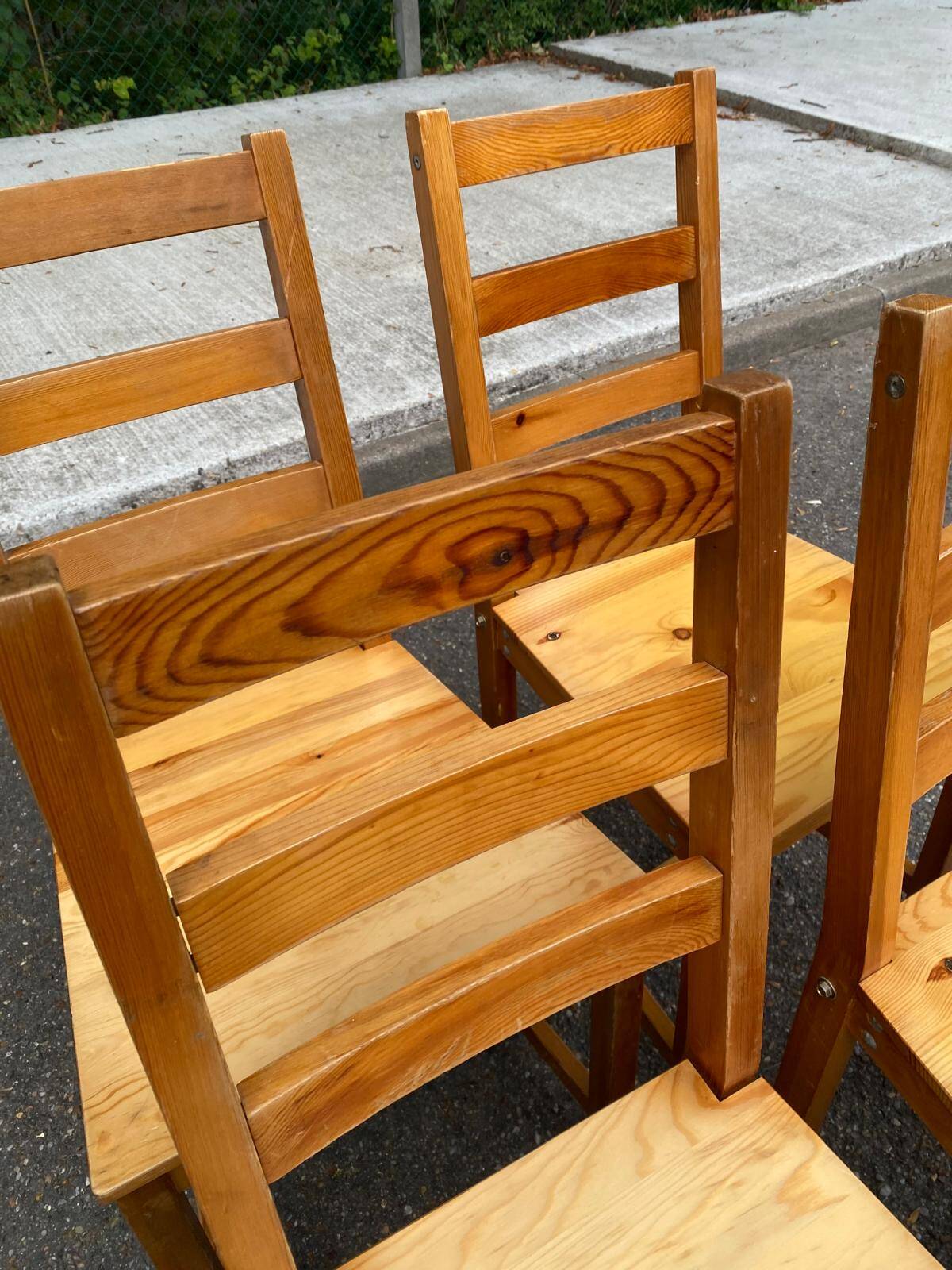 Lot de 4 chaises en pin massif rustique – Idéal cuisine
