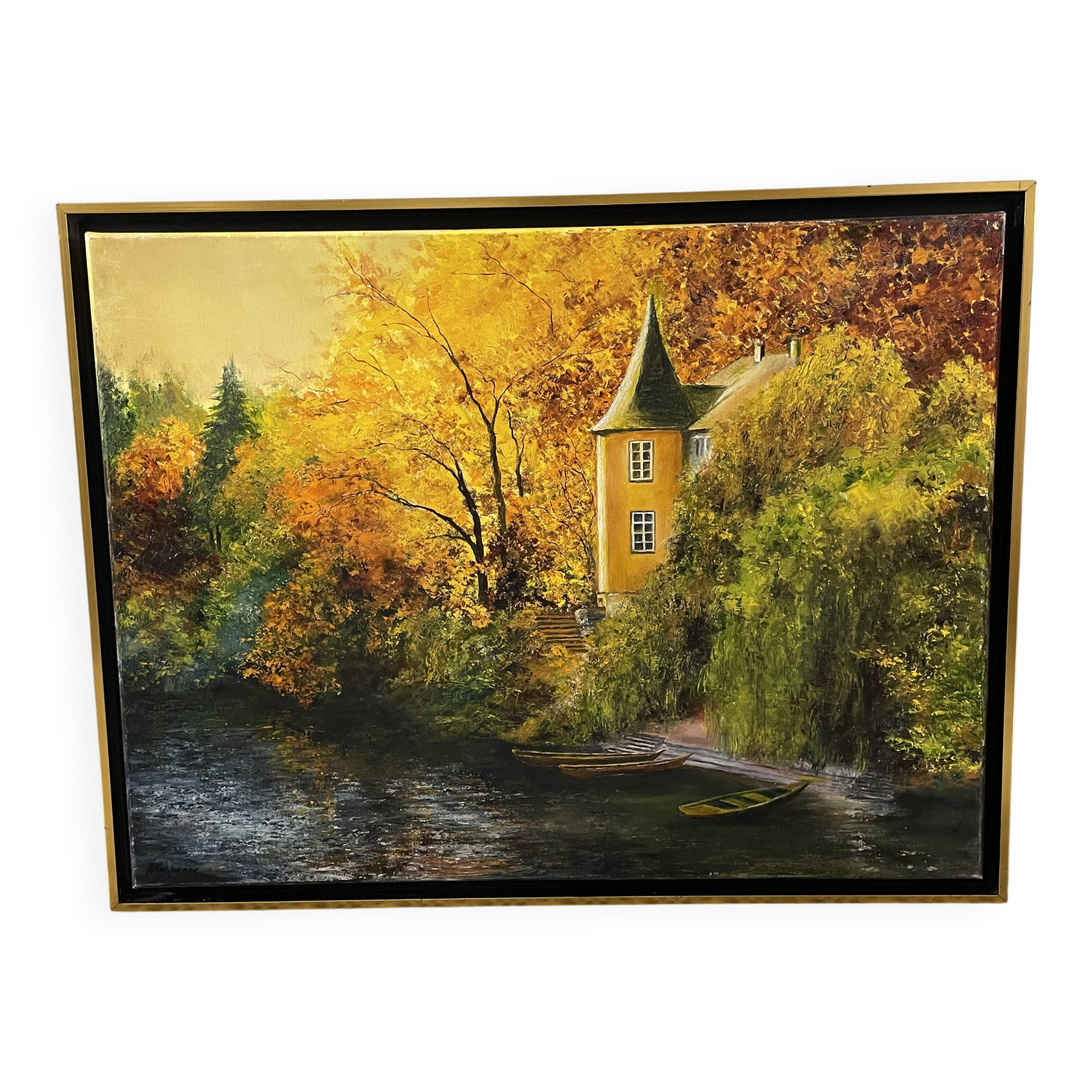 Landscape painting in oil on canvas, signed.