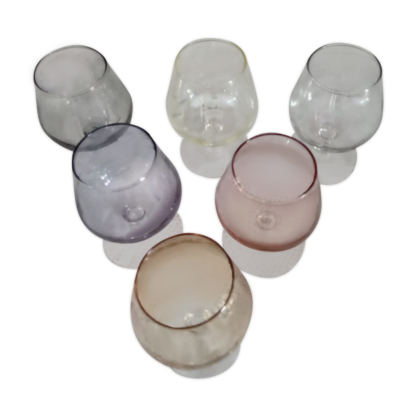 Set of 6 harlequin cognac glasses