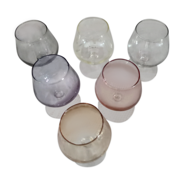 Lot de 6 verres à cognac arlequins