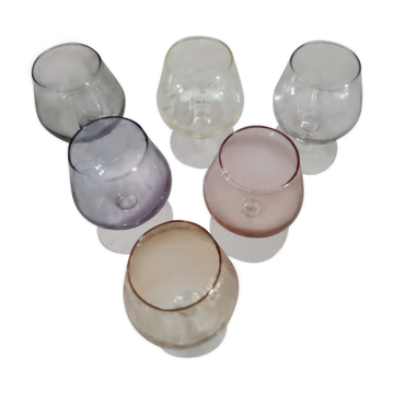 Lot de 6 verres à cognac arlequins