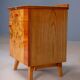 Pair of vintage Czechoslovak bedside cabinets with burl veneer, mid-century modern, 45 × 34 × 45 cm