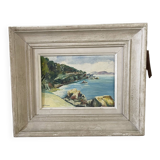 Oil on wood Mediterranean Sea J.Bellemont