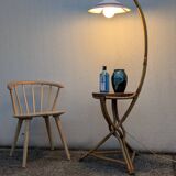 Vintage bamboo rattan floor lamp, with shelf