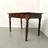 Pine desk with turned legs, 1900s