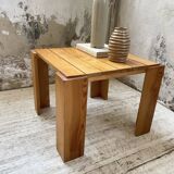 Square pine coffee table from the 70s revival