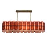 Italian Suspension Lamp with Gold Metal Structure and Red and Pink Murano Glass