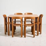 Beech dining set by Bruno Rey for Kusch & Co., Set of 7