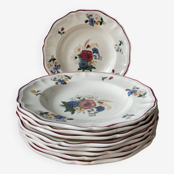 Series of 9 Sarreguemines France soup plates, Agreste collection