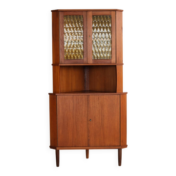Armoire, buffet d'angle danois vitré, années 1960
