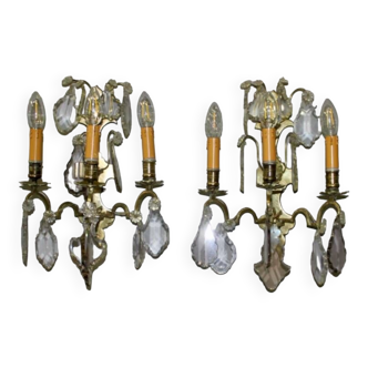 Pair of Wall Sconces In Bronze And Tassels