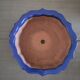 Blue enamelled terracotta tripod pot, saucer cover, middle xxth