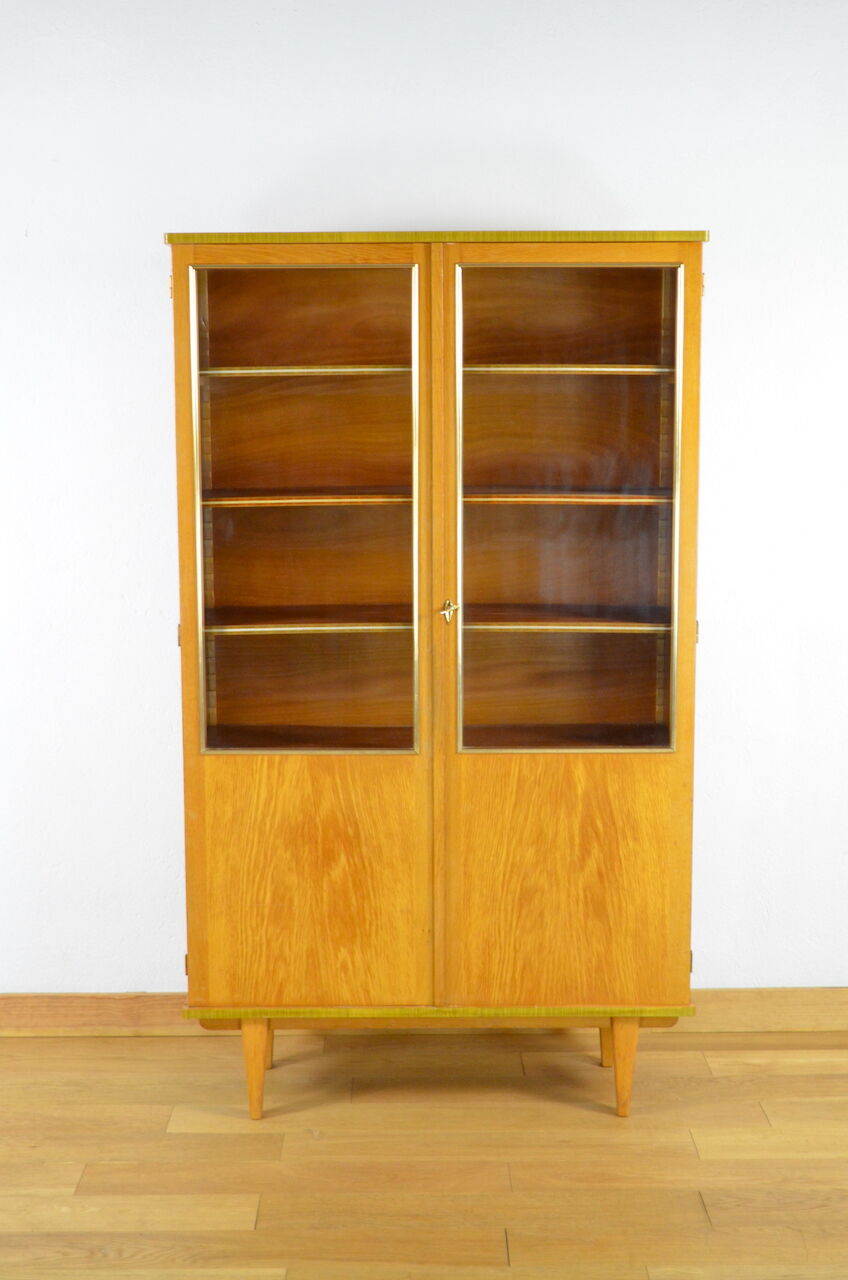 Vintage blond oak glazed library 1950