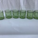 6 vintage green glasses