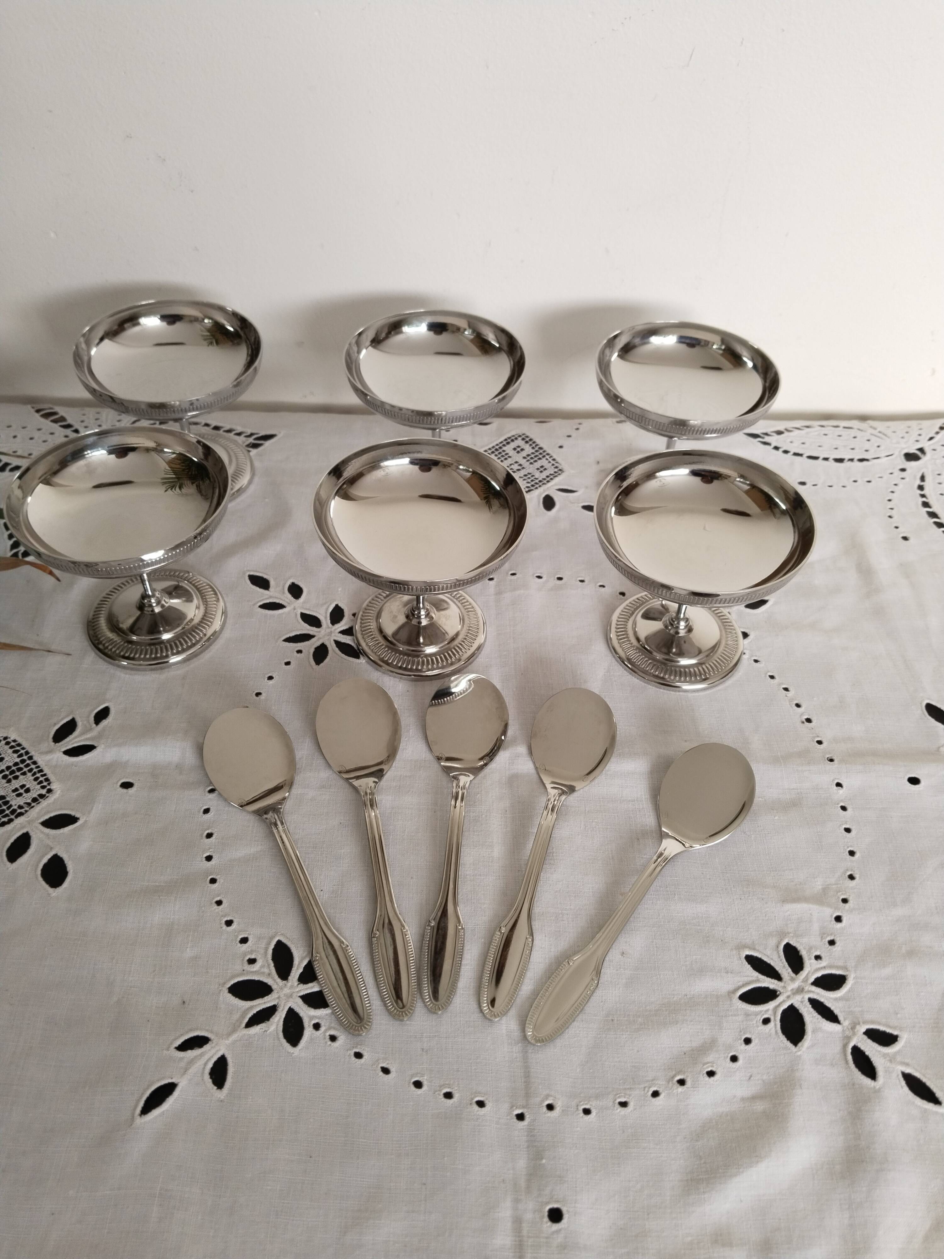 Guy Degrenne ice cream or sorbet cups, in stainless steel