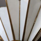 Pair of mother-of-pearl and brass fan wall lamps