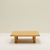 Square minimalist Ash wood coffee table, 1980s europe.