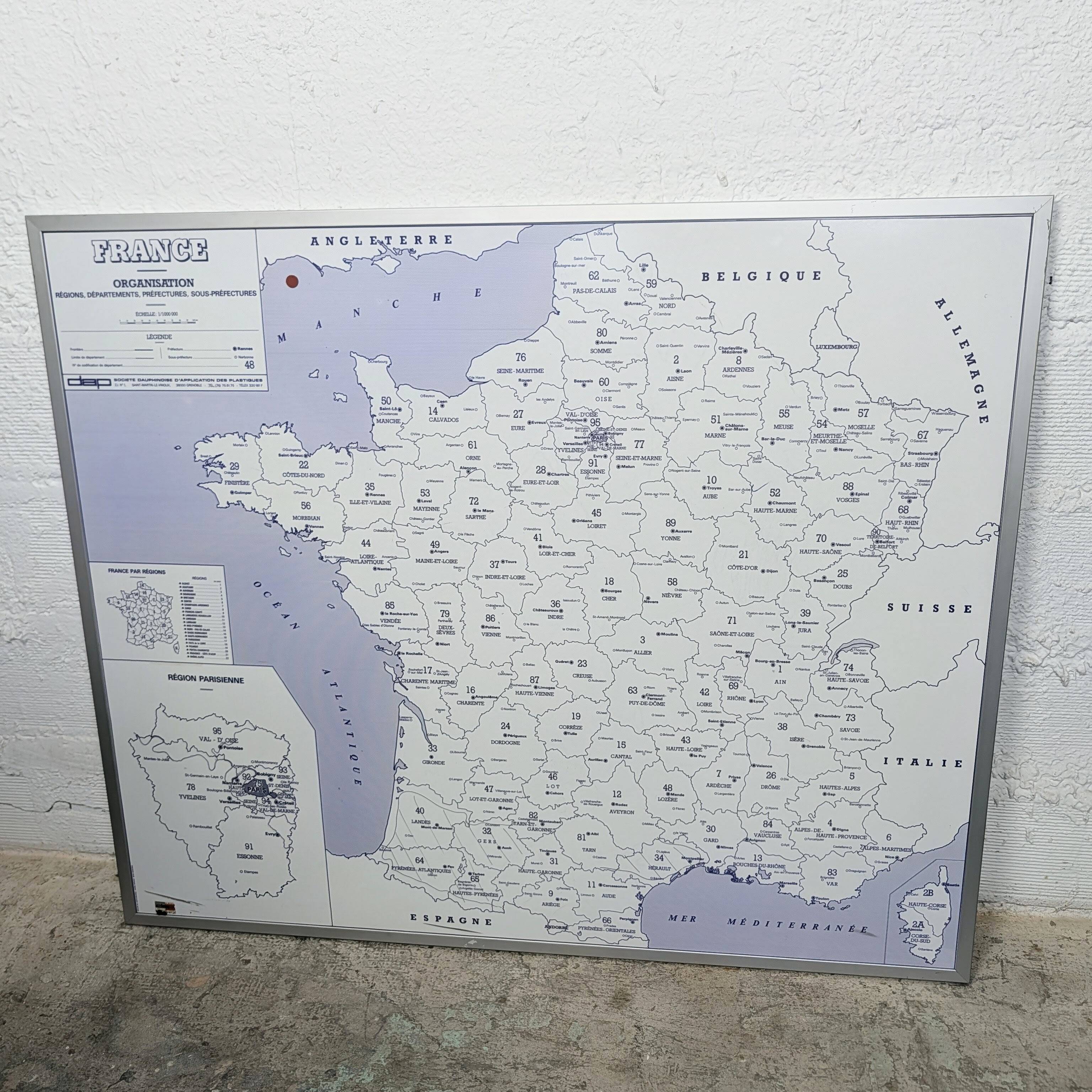 Carte de France administrative encadrée